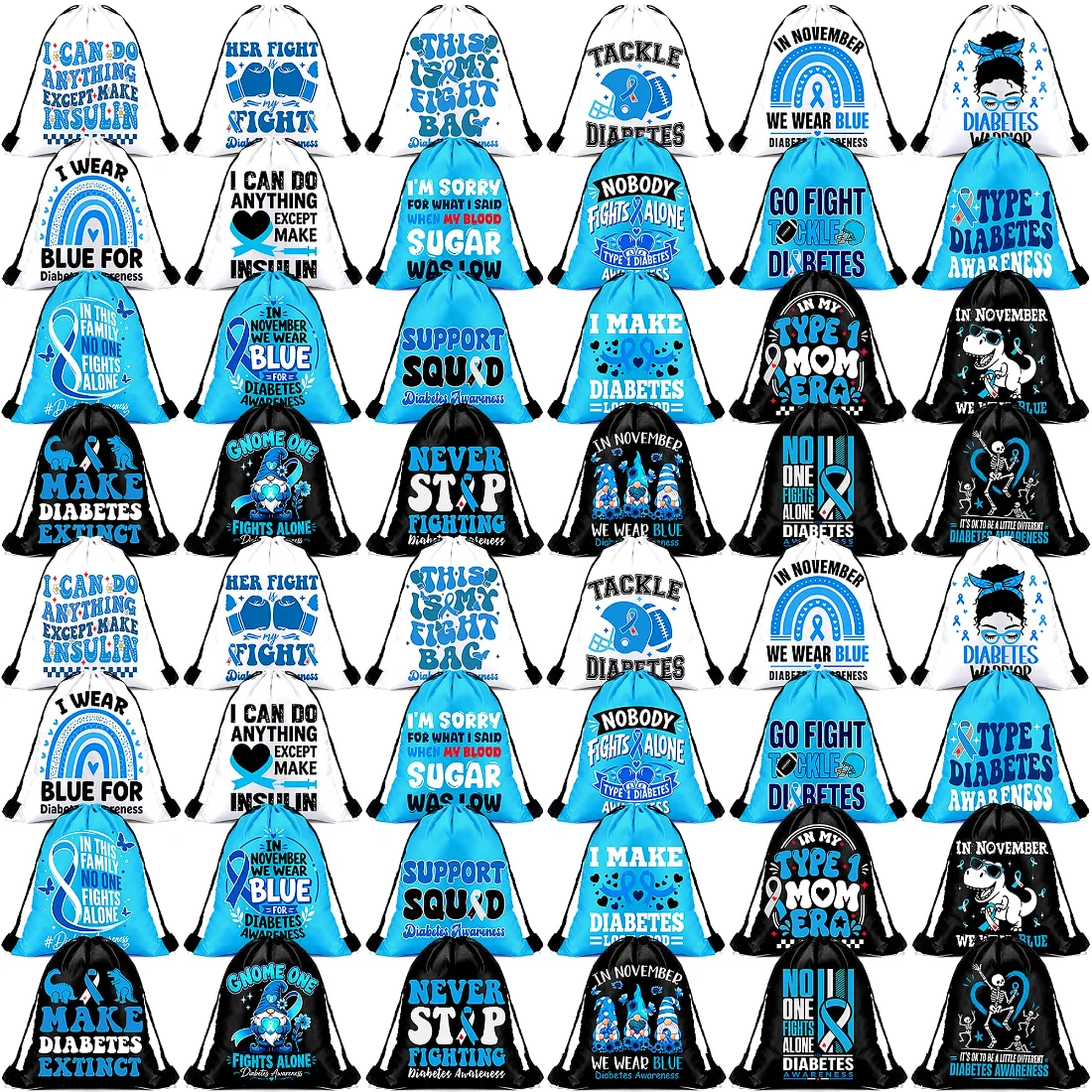 Amylove Diabetes Awareness Drawstring Backpack 11.8 Blue Ribbon Type