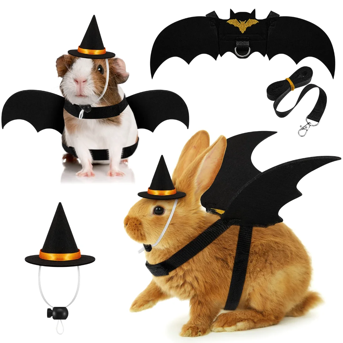 Amylove Halloween 2 Sets Pet Costume Bat Wings Harness Leash Bat Wing