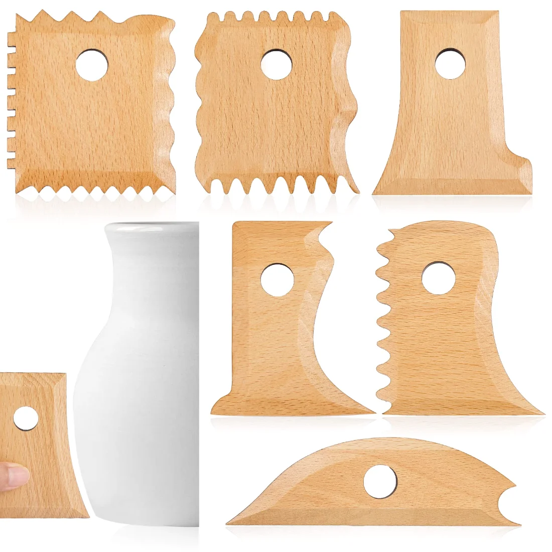 Amylove Pottery Tools Pottery Wheel Ribs Wood Color