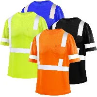 Amylove Reflective Safety T Shirt High Visibility Work Shirts with, frame 1