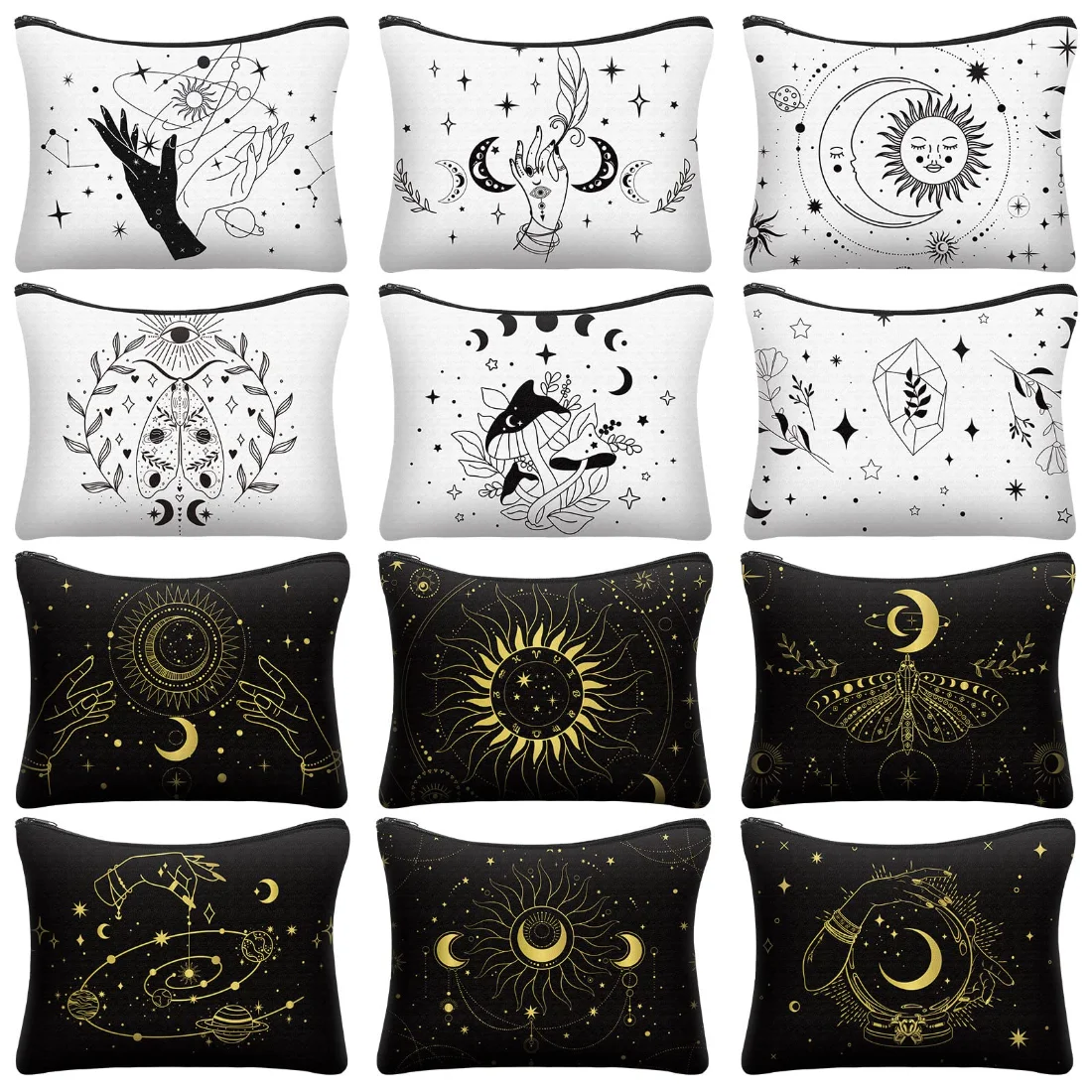 Amylove Witchy Tarot Zipper Pouch Bag Moon Makeup Bag