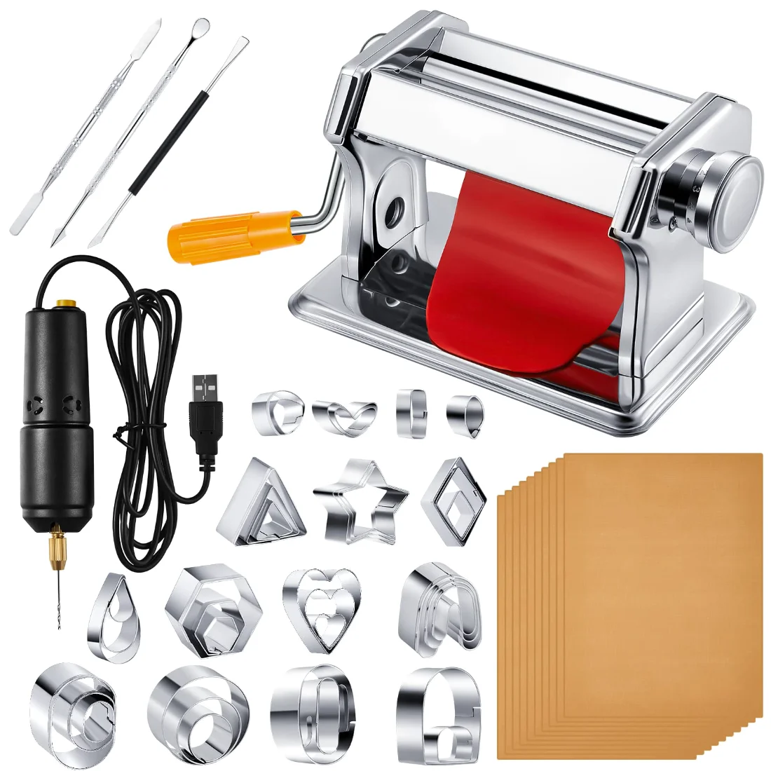Amylove Polymer Clay Roller Machine Set with 36 Cutters USB Drill