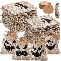 Amylove Halloween Burlap Gift Bags Small Drawstring Goodie Treat Bags, frame 1