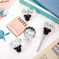 Amylove Glass Door Knobs Fluted Interior with Spindle, frame 3