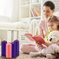 Amylove 3 x 8 Inch Advent Pillar Candles Set Pink Purple Christmas, frame 4