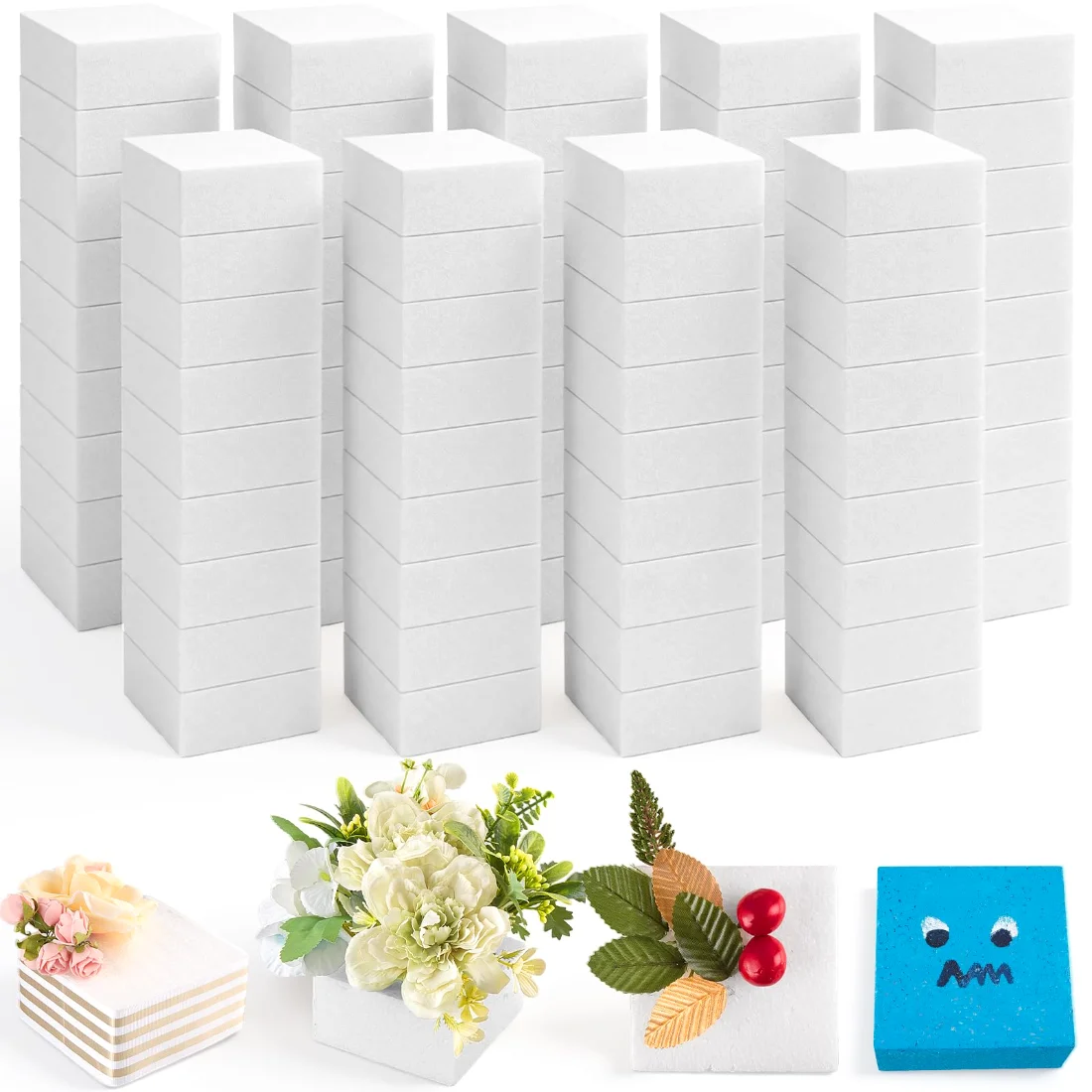 Amylove Craft Foam Blocks 4x4x2 in Non Squishy Square White Flower
