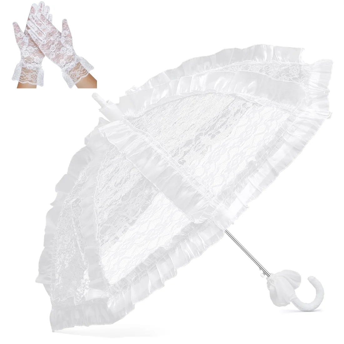 Amylove Lace Parasol Umbrella Set Tea Party Decoration
