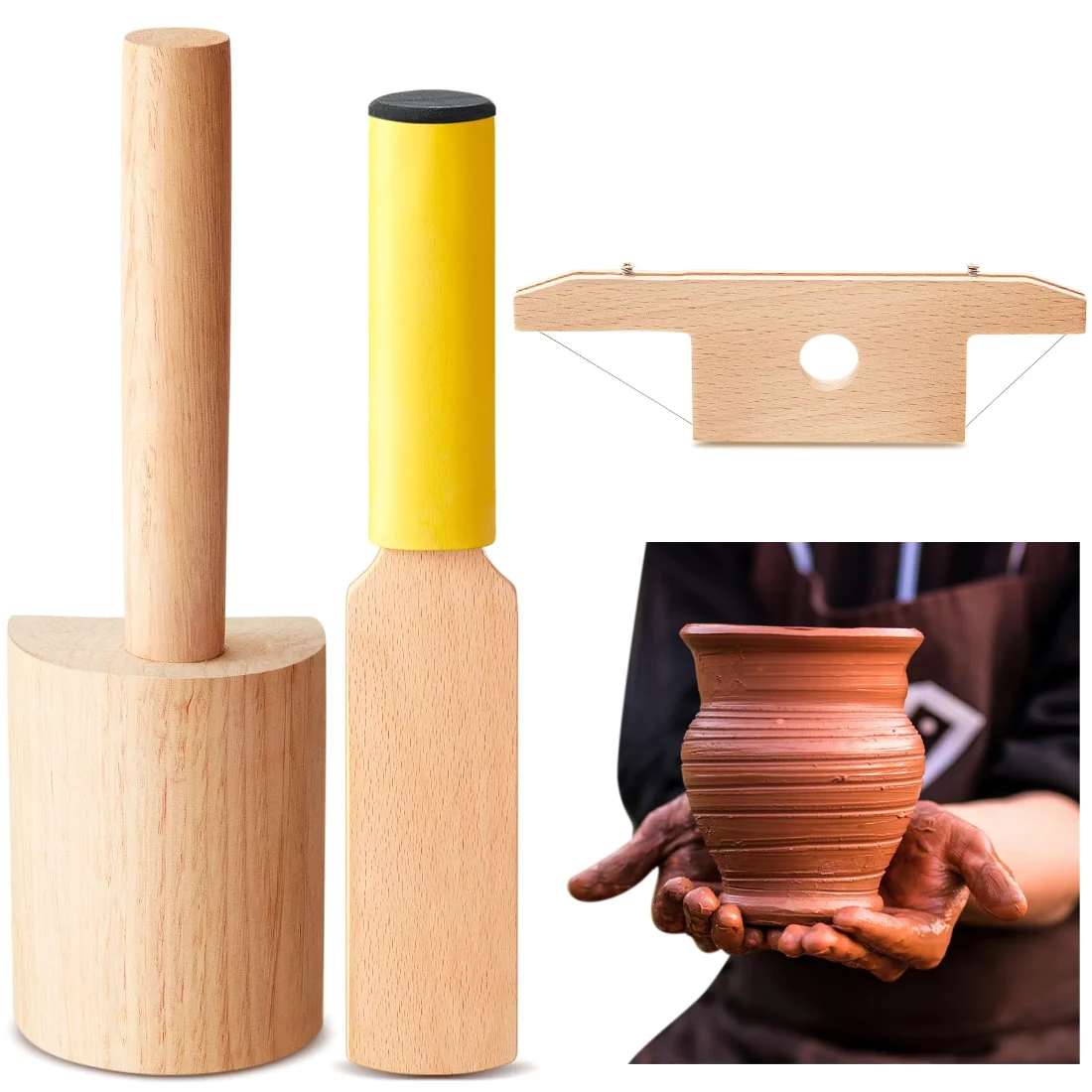 Amylove Wooden Pottery Clay Tools Set