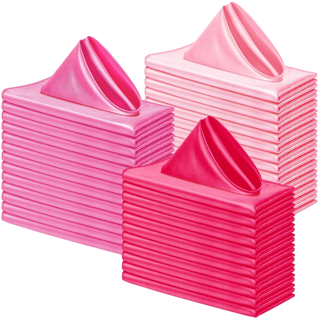 Amylove Pink Napkins Cloth Satin Silky Napkins