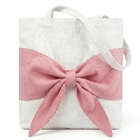 Amylove Coquette Pink Bow Canvas Tote Bag Preppy Aesthetic 3D Bow Bag, frame 1