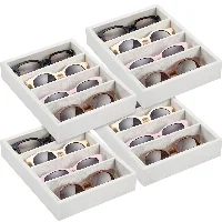 Amylove Beige Sunglass Organizer Trays 4 Grids Velvet Glasses Holder, frame 1