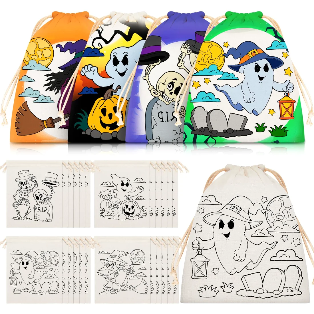 Amylove Halloween Canvas Blank Gift Bags