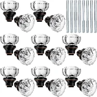 Amylove Crystal Door Knobs Mortise Style Fluted Glass Door Knobs, frame 1