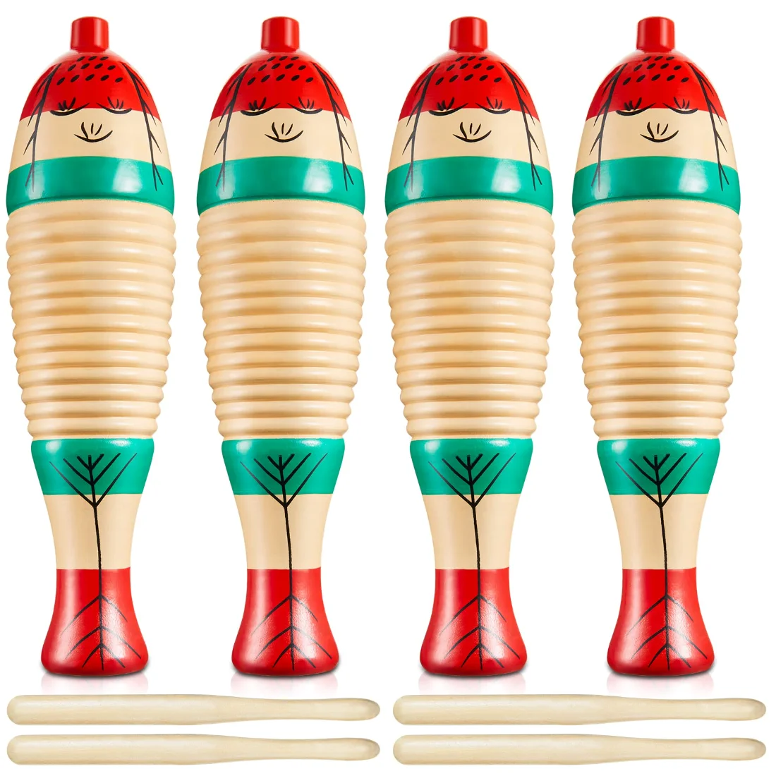 Amylove Christmas Fish Shaped Guiro Instrument 8.3 Inch with Sticks