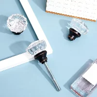 Amylove Crystal Door Knobs Mortise Style Fluted Glass Door Knobs, frame 2