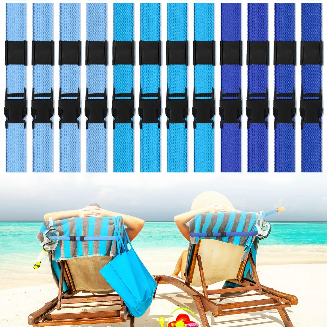 Amylove Towel Bands for Beach Chair Elastic Straps