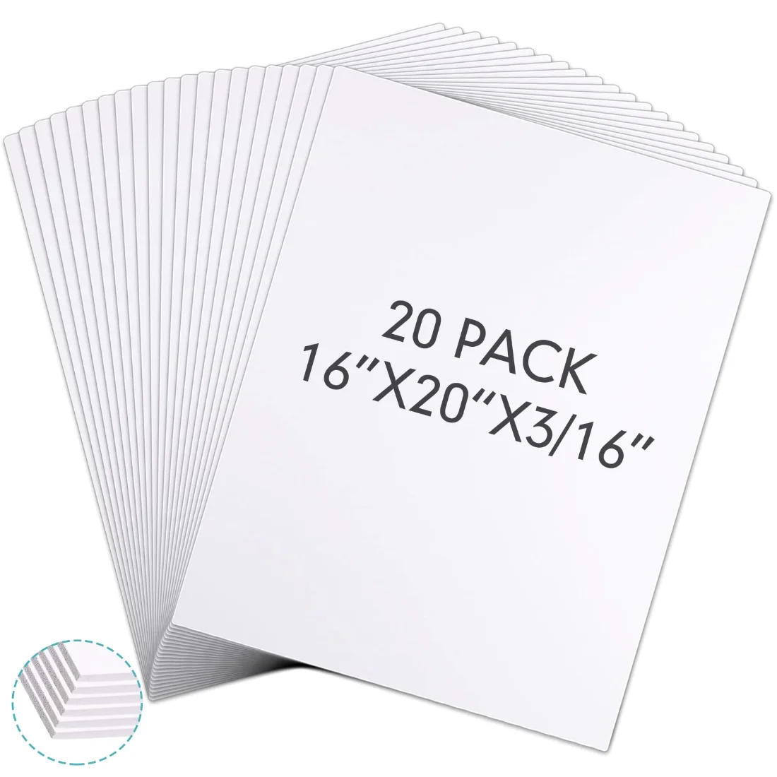 Amylove Foam Board 16 x 20 x 3/16" White Poster Board Large White