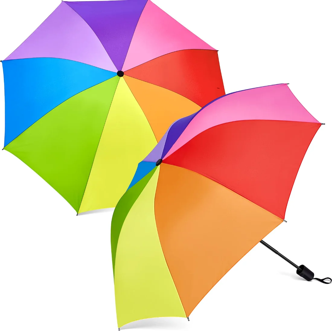 Amylove 8 Rib Rainbow Umbrella Portable Compact Tri Folded Umbrella