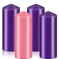 Amylove 3 x 8 Inch Advent Pillar Candles Set Pink Purple Christmas, frame 1