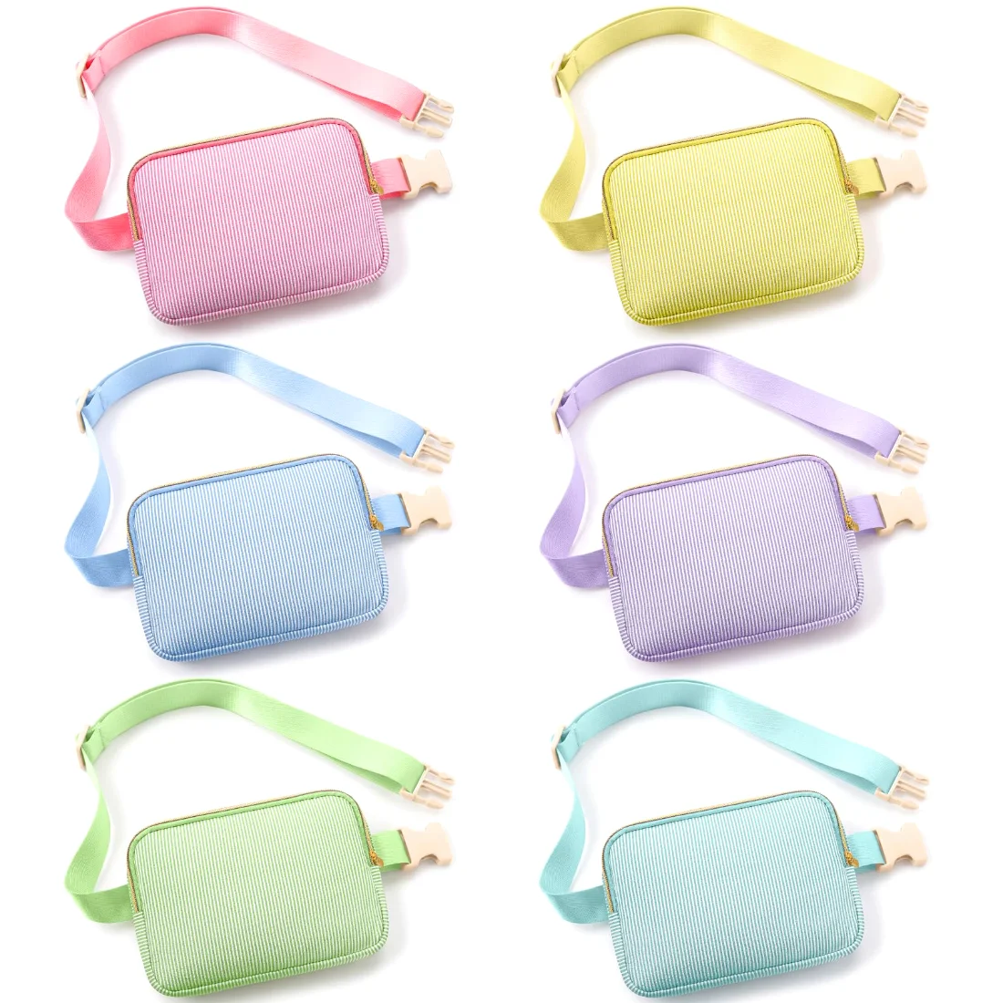 Amylove Seersucker Fanny Packs Stripe Crossbody Bag