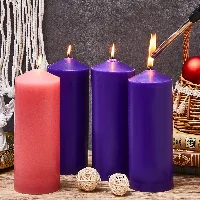 Amylove 3 x 8 Inch Advent Pillar Candles Set Pink Purple Christmas, frame 2