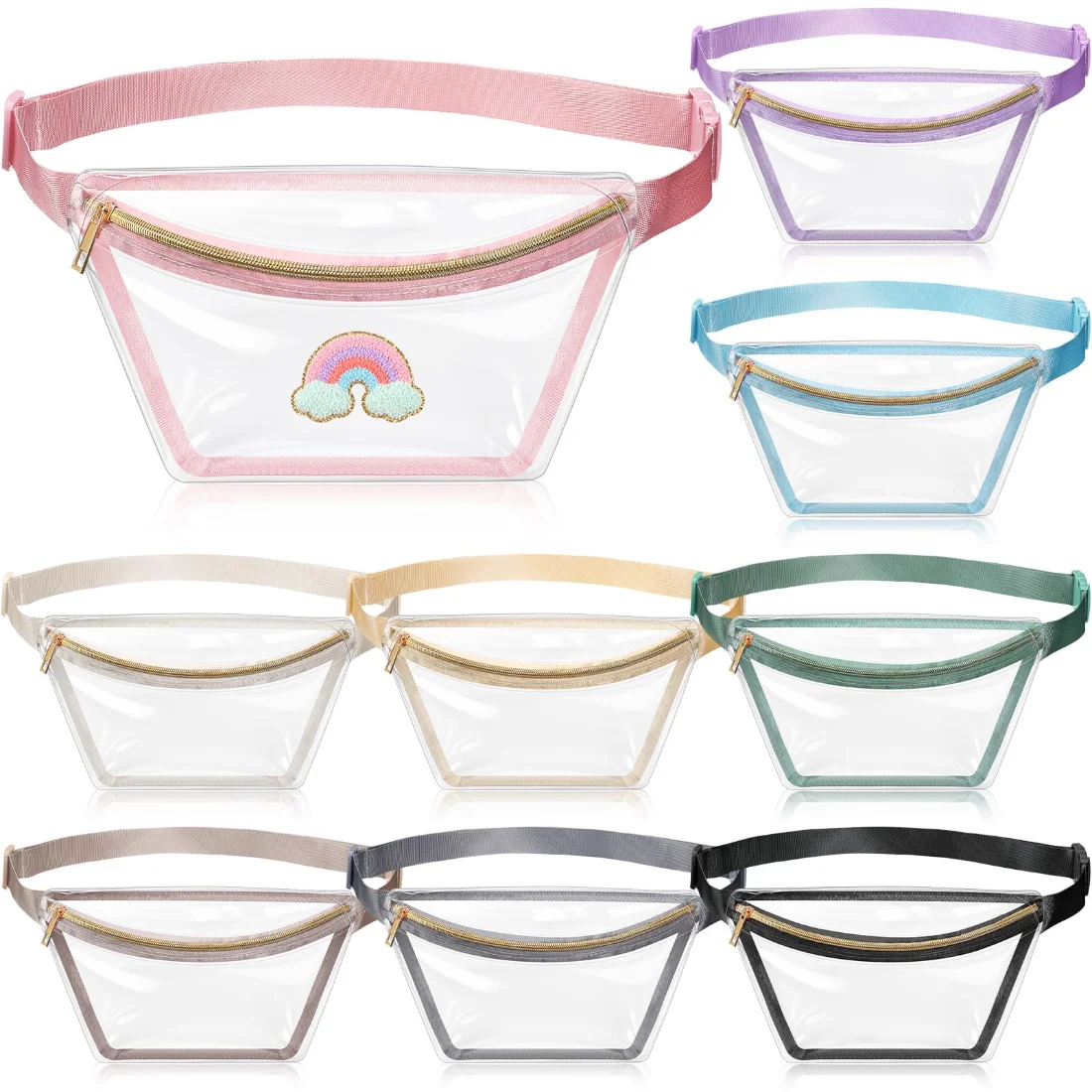Amylove Nylon Fanny Packs Men Transparent Crossbody Belt Bag Nylon
