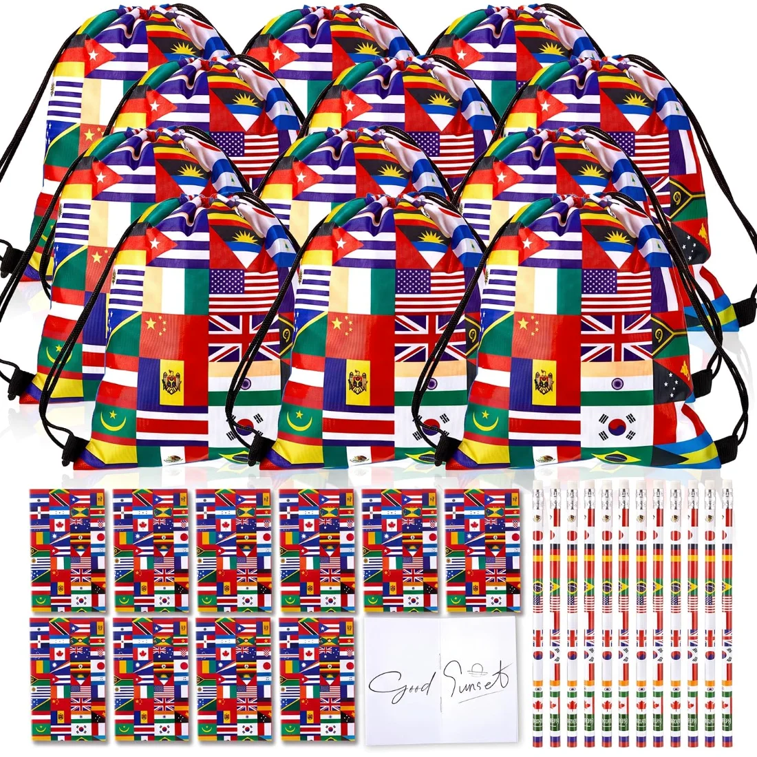 Amylove 36 Pcs International Flag Party Favors Includes 12