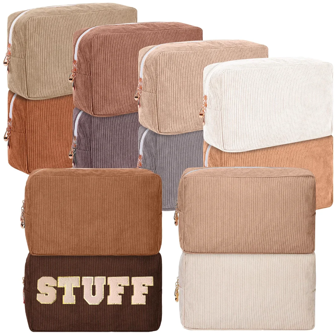 Amylove Corduroy Makeup Bag Large DIY Cosmetic Pouch
