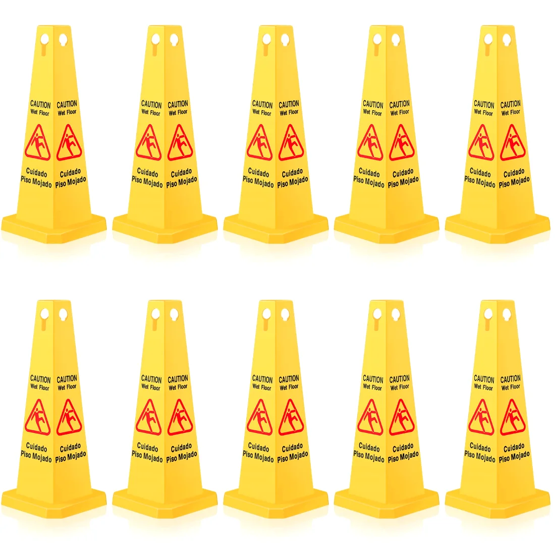Amylove Wet Floor Sign Safety Cone Yellow 4 Sided Caution