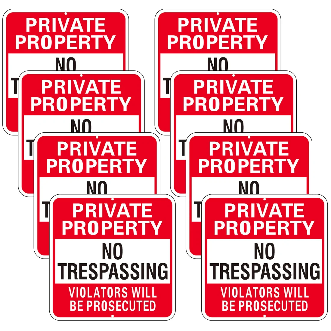 Amylove 12 x 12 Inch Large Red Private Property No Trespassing Sign
