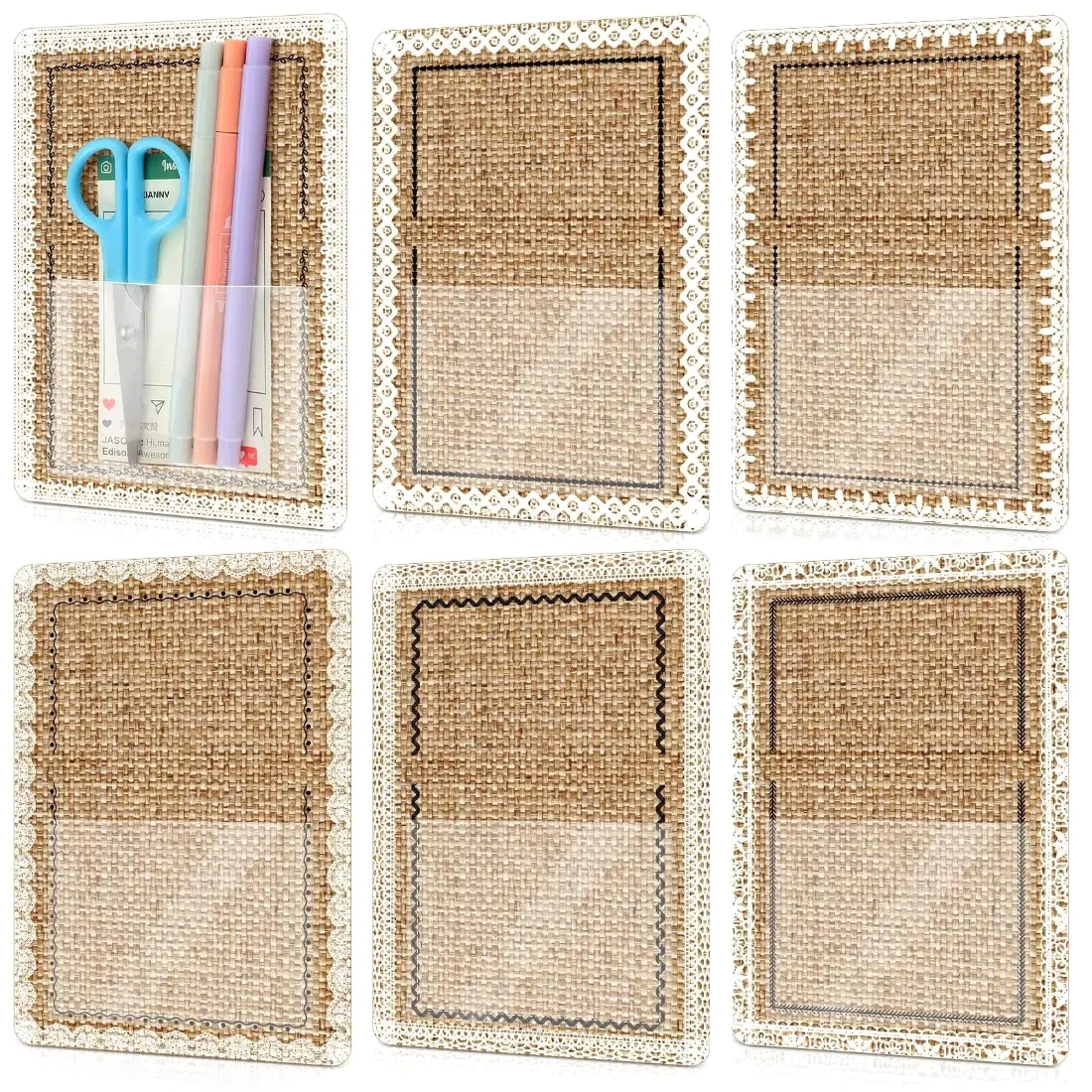 Amylove Burlap Magnetic Storage Pocket Classroom Magnetic Pockets for