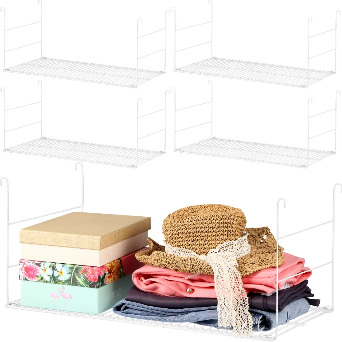 Amylove 24 Inch Hanging Closet Shelves White Wire Hanging Shelf